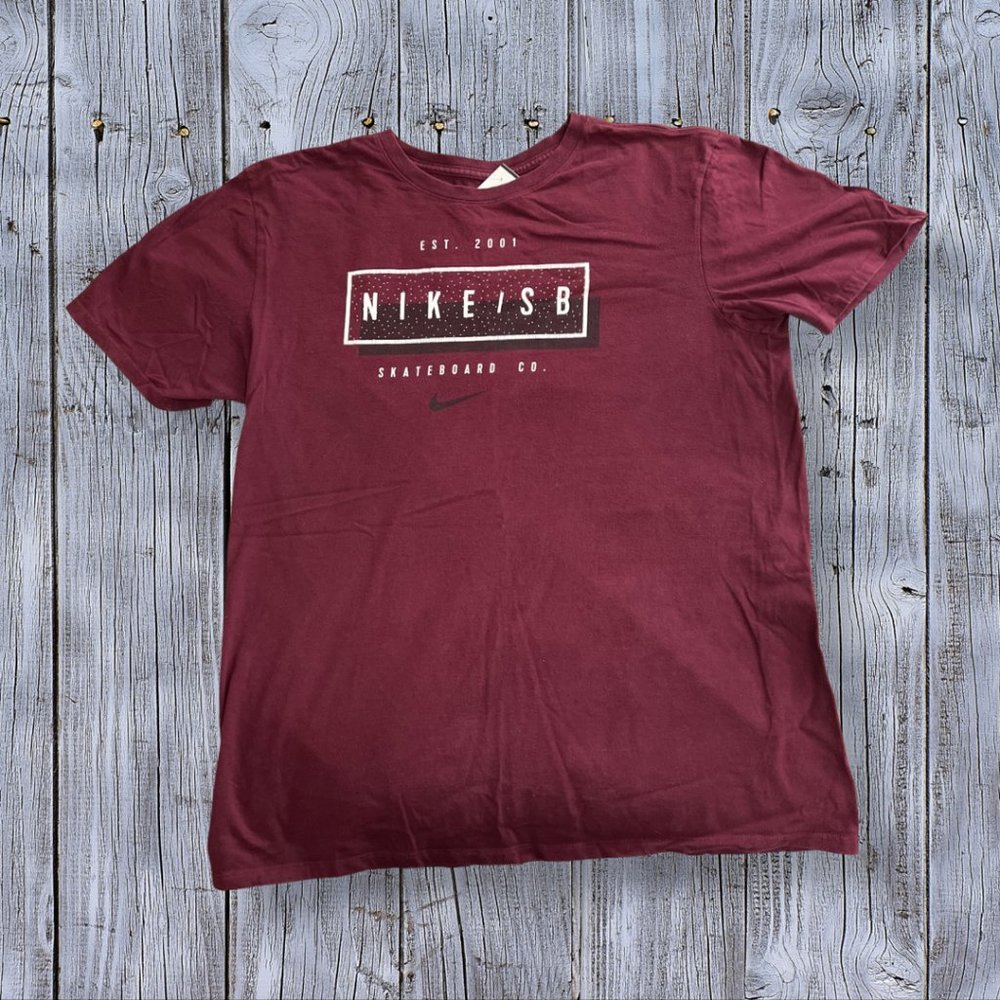 2001 Vintage NIKE SB T-Shirt Maroon Mens Large L Rare